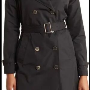 MICHAEL Michael Kors Black Double-Breasted Trench Coat SIZE XL
